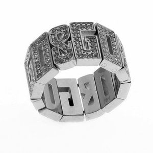 DOLCE & GABBANA Silver Rhinestone Overlap Ring